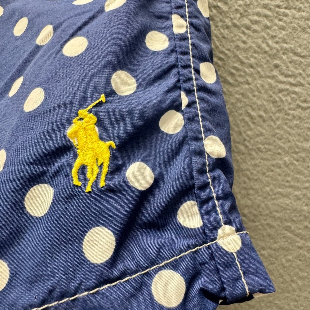 Polo Ralph Lauren Swim Trunks Mens Large Polka Dot Blue Pool Beach Mesh Liner - Picture 5 of 10